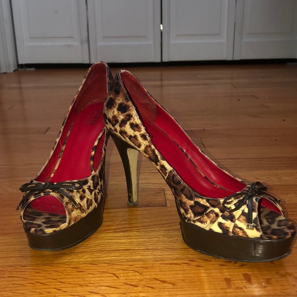 guess animal print heels